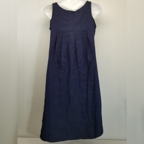 Eileen Fisher S Navy Blue Sleeveless Dress Hi Low - Picture 5 of 8